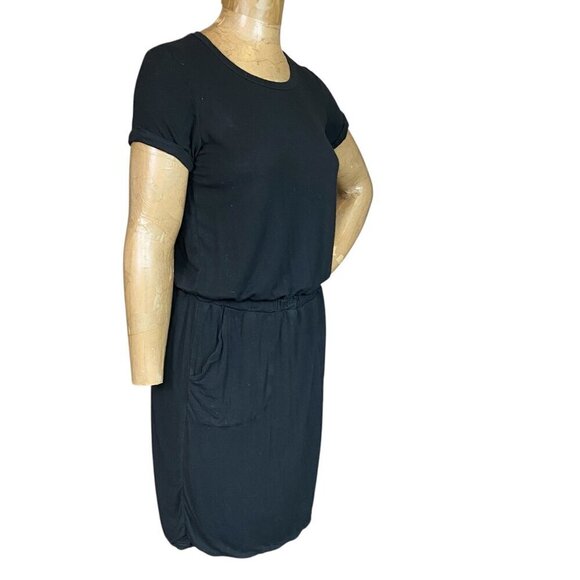 32 DEGREES Cool Women's Short Sleeve Comfy Elastic Waist Lux Dress S Black #350A - Picture 4 of 9